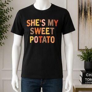 Unbranded Women T-Shirt She's My Sweet Potato Graphic Black S